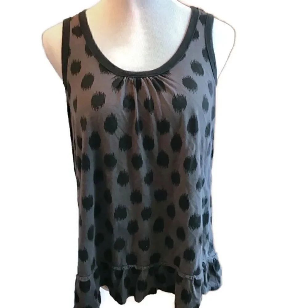 DKNY Oversized Peplum Tank Top Black/Brown Sz M